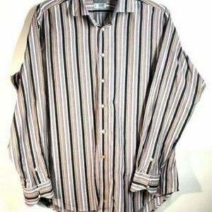 Thomas Dean Multicolored Stripes Button Up Dress S